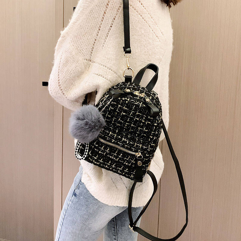 Kissy BarbieBa lô mini nữ phiên bản mới Hàn Quốc thời trang giản dị đa công dụng trong siêu hot ba lô len nhỏ du lịch túi thủy triều của phụ nữ