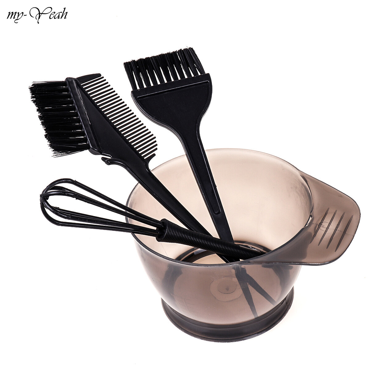 myyeah 5pcs/set Hair Bowl Comb Brushes Tools Hair Color Mixer Barber Salon Tint Hairdressing Styling Set DIY Home-Black