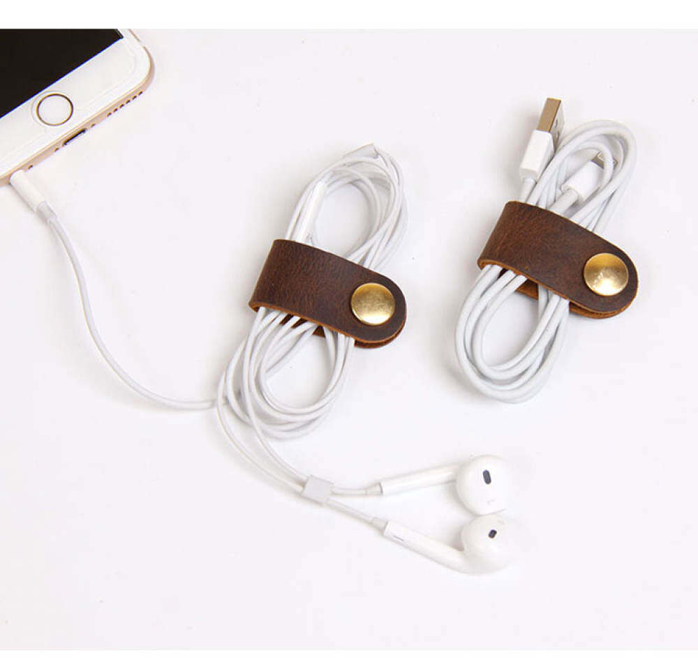 Songful nút tai nghe bằng da bò dụng cụ sắp xếp dây đai buộc cáp usb - ảnh sản phẩm 1