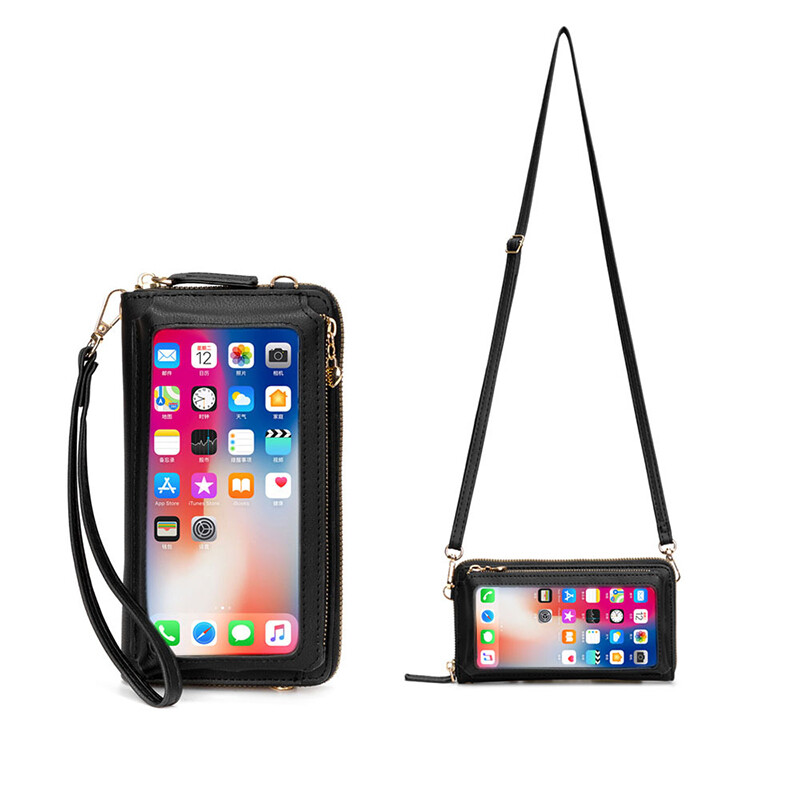 IELGY Korean version of PU ladies multi-function large-capacity touch screen mobile phone bag single shoulder diagonal small bag