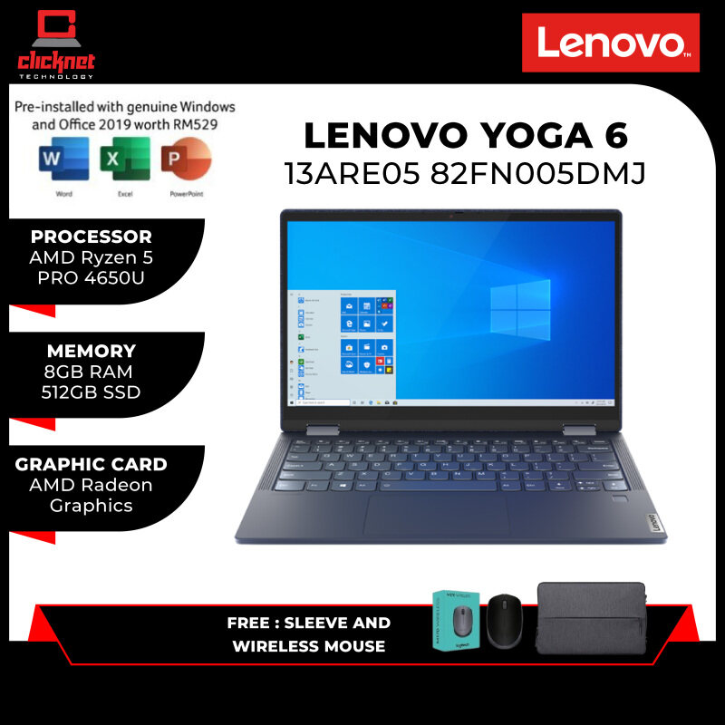 Lenovo Yoga 6 13ARE05 82FN005DMJ 13.3 FHD Touch Laptop Abyss Blue (Ryzen 5 Pro 4650U, 8GB, 512GB SSD, ATI, W10, H&S) Malaysia