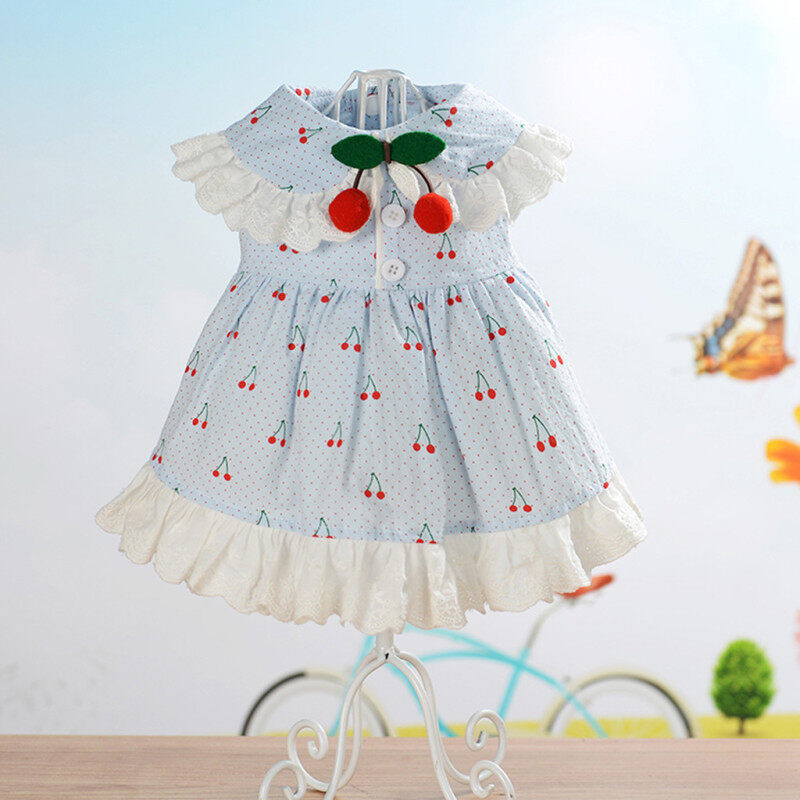 【Pet Shop】 Miễn Phí Vận Chuyển Mới Thú Cưng Mùa Xuân Và Mùa Hè Thoáng Khí Cherry In Váy Quần Áo Pet Dog Váy