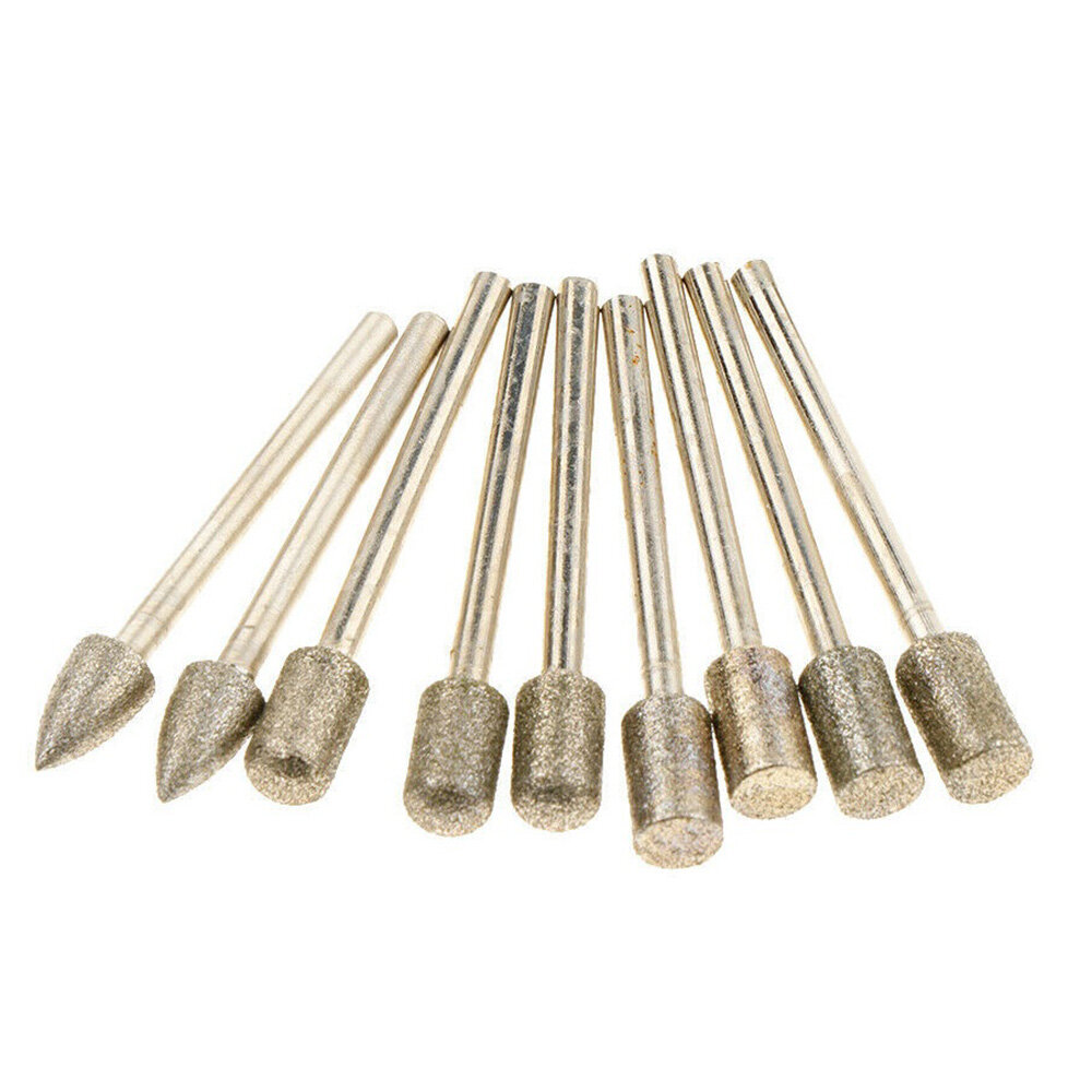 BilingBling 20 pcs practical Grinding Head Grit Diamond Burr Set Drill Bits Set for Dremel Rotary Tools for plastic wood glass metal ceramics tile marble granite stone