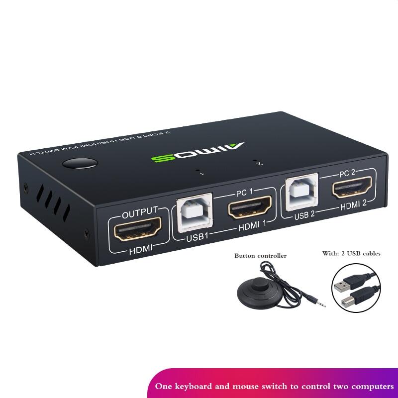 Dành Cho Máy In Chuột Bàn Phím Chia Sẻ 2 Chiếc Ổ Cắm Và Hộp Chuyển Đổi USB HDMI KVM 4K Paly 2020 Out Bộ Chia Công Tắc USB Hiển Thị Video