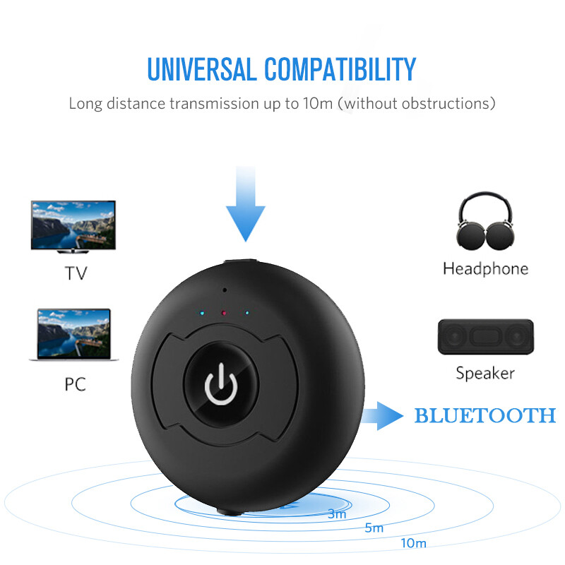 Bộ phát âm thanh vaorlo Bluetooth 5.0, đầu chuyển đổi không dây đa điểm 3.5mm AUX Stereo độ trễ thấp cho PC t V, máy tính xách tay, tai nghe kết nối đa điểm [có thể kết nối hai tai nghe bluetooth cùng một lúc]