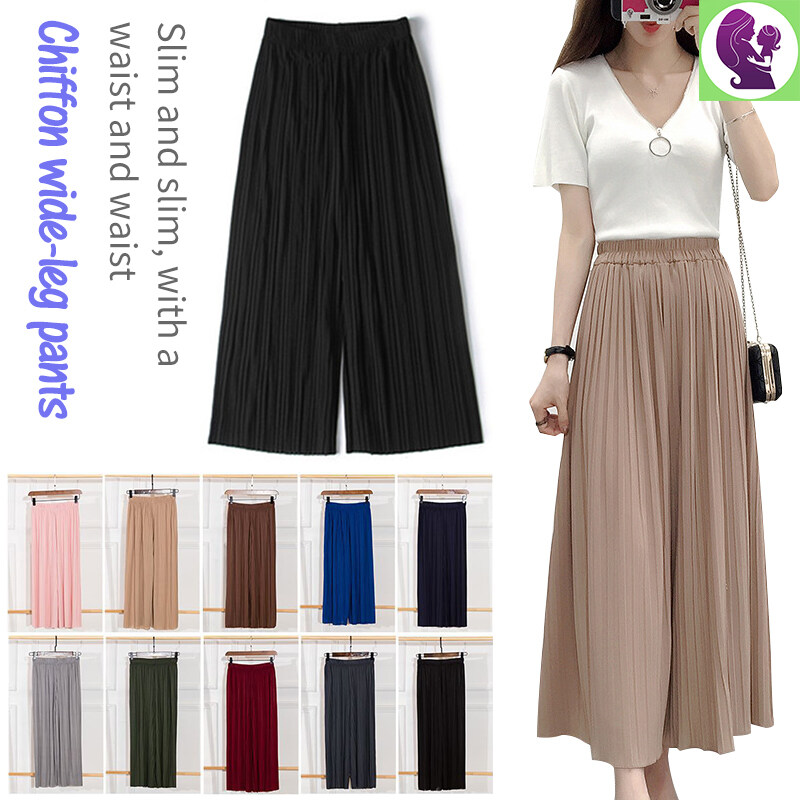 Women Wide Leg Pants Plus Size High Waist Casual Ninth Pants Women's Loose Culottes Ladies Large Size Work Office Thin Trousers Spring Summer Korea