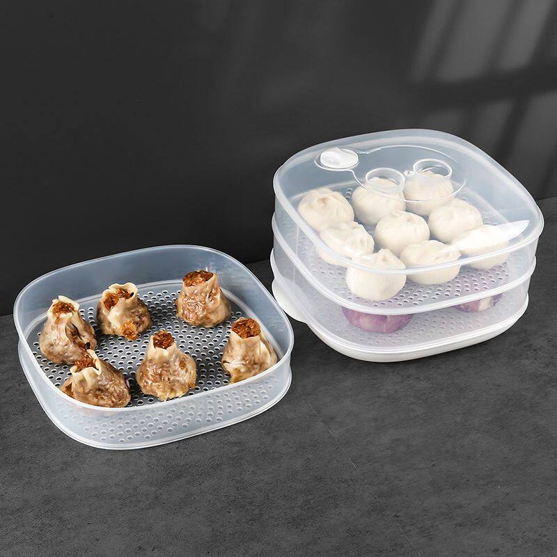 hấp bánh bao, xửng hấp, xửng hấp nhựa có nắp, xửng hấp nhiều tầng chịu nhiệt độ cao lò vi sóng bìa nhiều lớp máy xông hơi đa năng Hộp làm lạnh