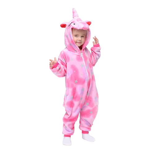 Áo Liền Quần Trẻ Em Kigurumi, Đồ Ngủ Kỳ Lân Cho Trẻ Em Vải Flanen Hoạt Hình Động Vật Trang Phục Trẻ Em, Mùa Đông Licorne Jumpsuit