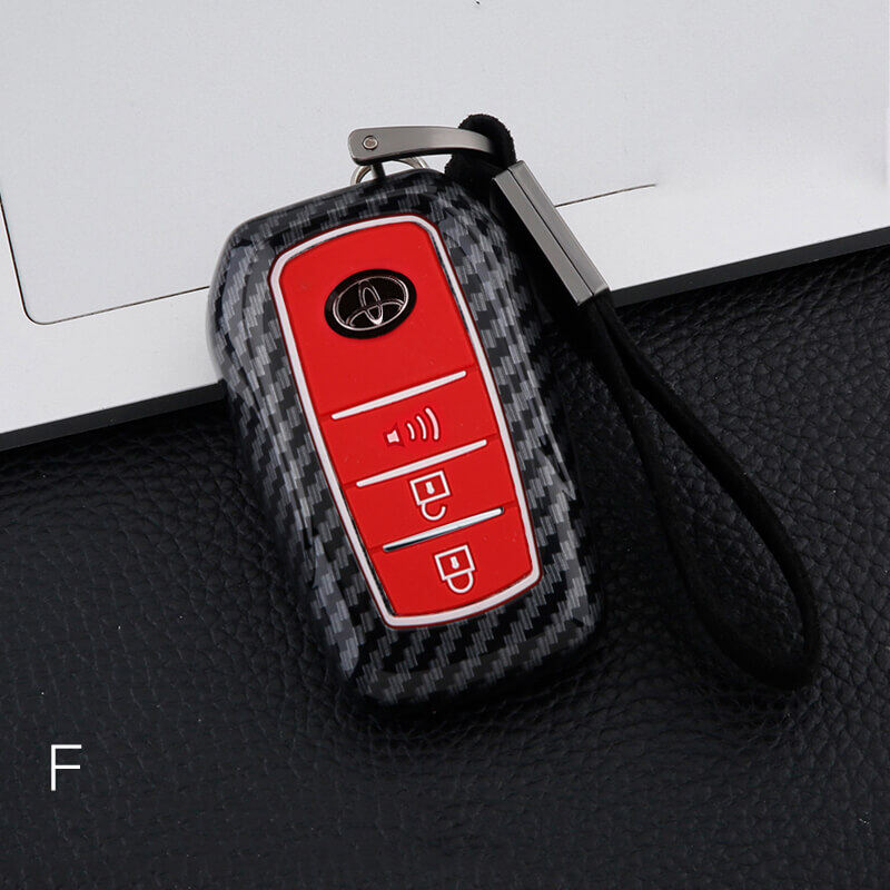 For Toyota Fortuner Revo Altis Camry Yaris Vios Vigo Alpard Keyless Remote Smart ABS Rubber Car Key Case Carbon Fiber Pattern Luminous Cover Keychian