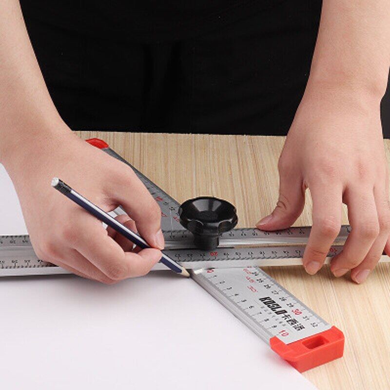 90/45 Degree Precision High Carpentry Movable Square Large Marking Woodworking Movable Combination Angle Ruler