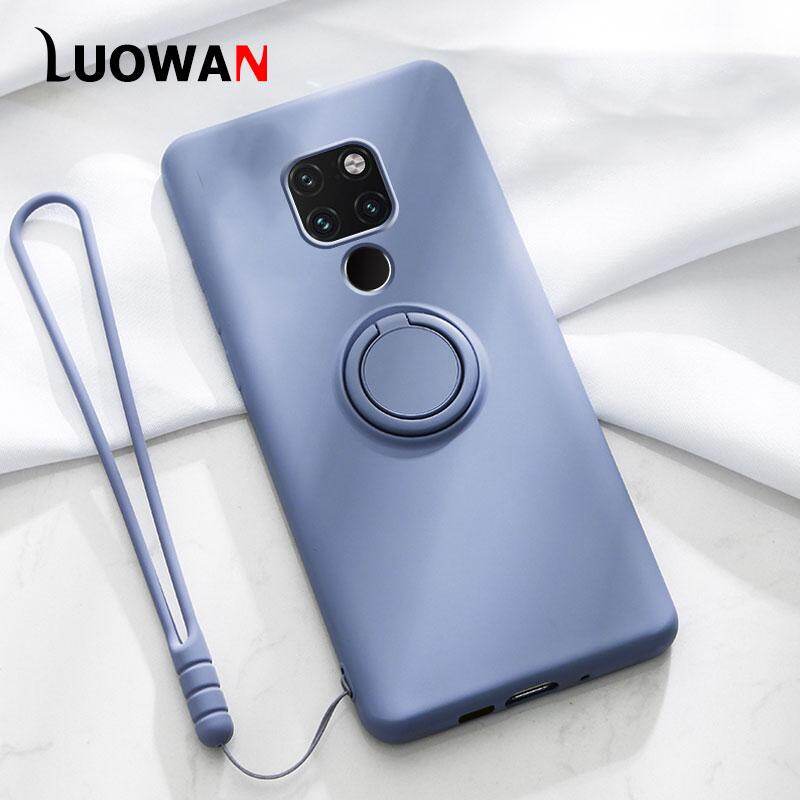 LUOWAN For Huawei Mate 50 40 30 20 Pro Phone Case Shockproof Kickstand Liquid Silicone Durable Cover with Ring and Magnet function for Car Holders