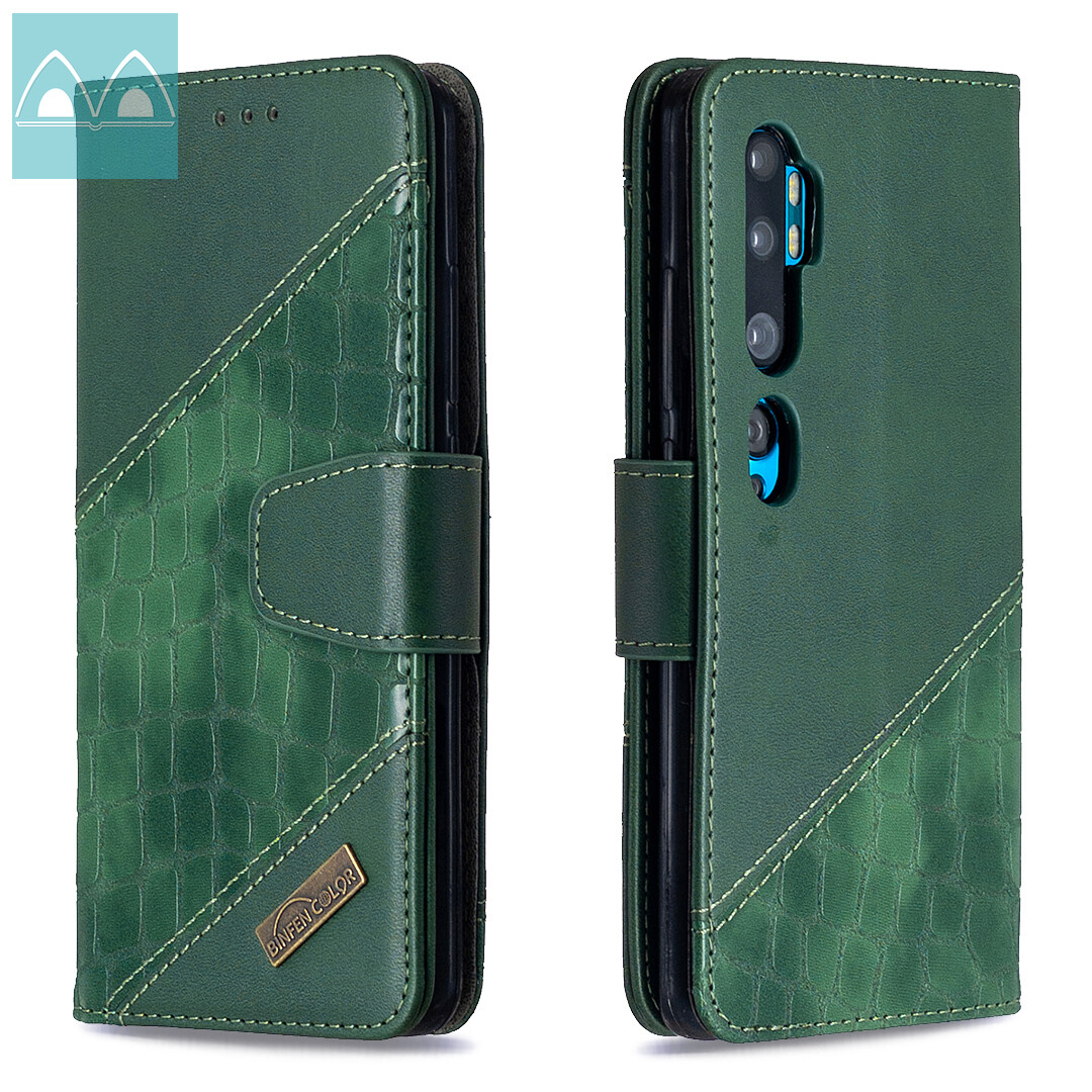 Case For Xiaomi CC9 Pro/Mi Note 10/Mi Note 10 Pro Flip Wallet Cover Mixed Colors Crocodile Pattern PU Leather Stand Card Slots Magnetic Casing
