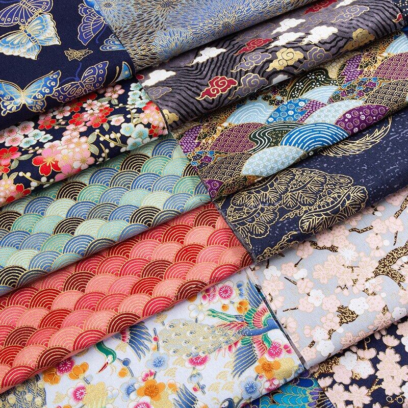 Japanese Bronzeado Fabric Printed Cotton DIY Materials 45X45cm/1pcs