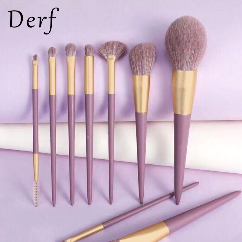 Derf 9Pcs/Set Makeup Brushes Set Portable Brush Foundation Brush Eye shadow brush blush brush Beauty Brush Makeup Tool