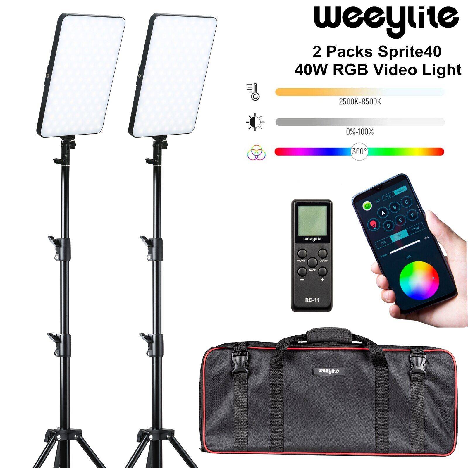 Viltrox Weeylite Sprite40 40W RGB LED Video Light Camera Panel Wireless