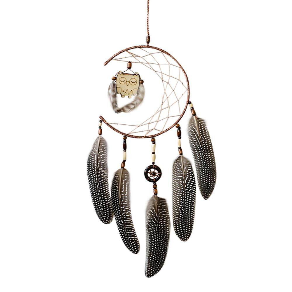 Senteniced 1X Dream Catcher Có Lông Bằng Gỗ Cú Treo Tường Trang Trí Vật Trang Trí Quà Tặng