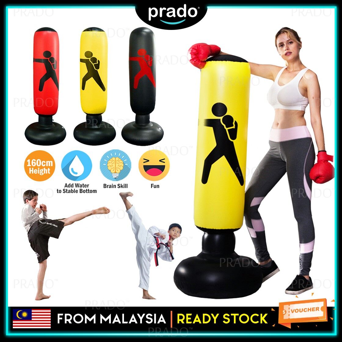 PRADO CLEAR STOCK Malaysia 160cm PVC Inflatable Boxing Punching Bag