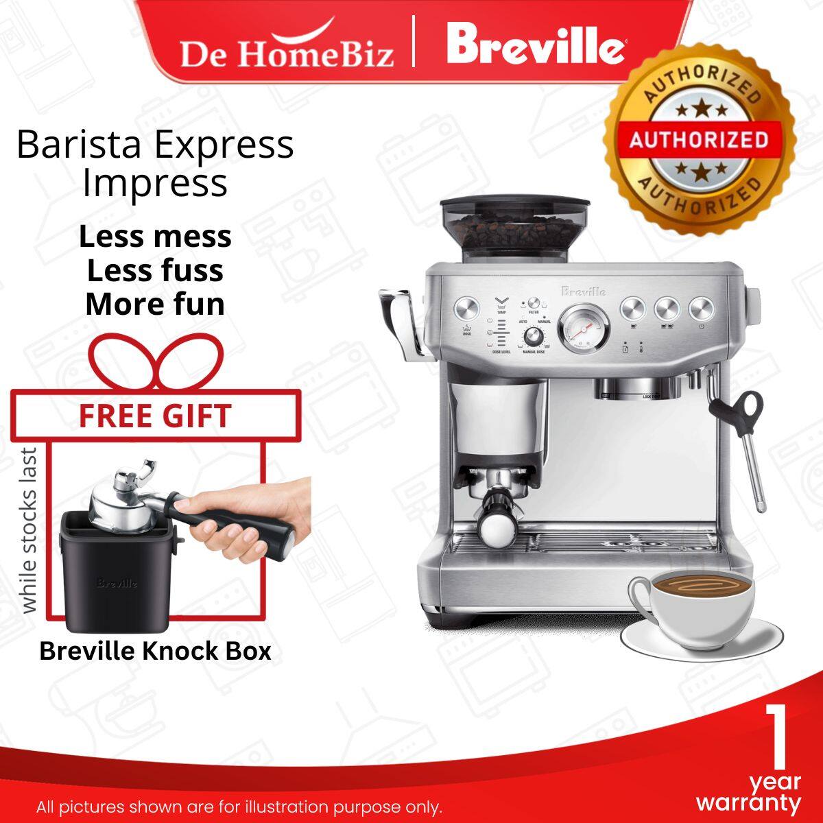 BREVILLE BES876 Barista Express Impress Espresso Coffee Machine with