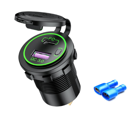 12v/24v 60w quick charge car charger qc3.0 usb+pd type c socket voltmeter power adapter for motorcycle