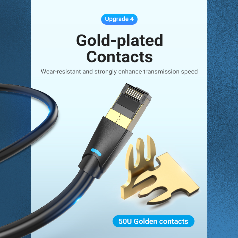 Vention Ethernet Cable RJ45 Cat8 Lan Cable SFTP 40Gbps 2000MHz RJ 45 Cat 8 Network Patch Cable for Router Modem Cable Ethernet