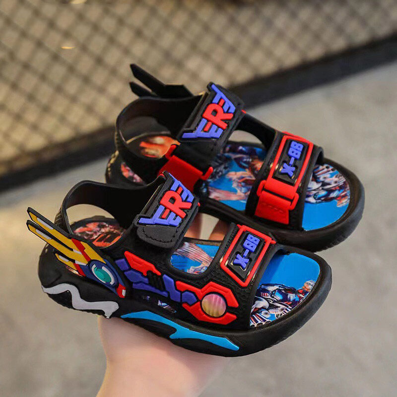 LS Boys sandals summer lightweight handsome wearable soft bottom small boys beach shoes middle and large children's shoes