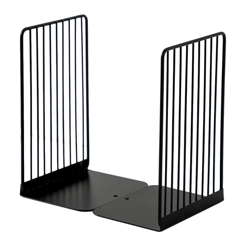 1 Pair Bookends Book Stand Support Simple Iron Desktop Non Slip Rack Shelf Holder Magazine Organizer