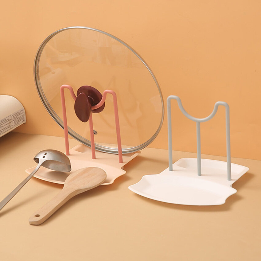 Spoon Rest and Pot Lid Holder Removable Pan Pot Cover Lid Rack Shelf Stand Holder Utensil Rest Organizer Storage Kitchen Tool