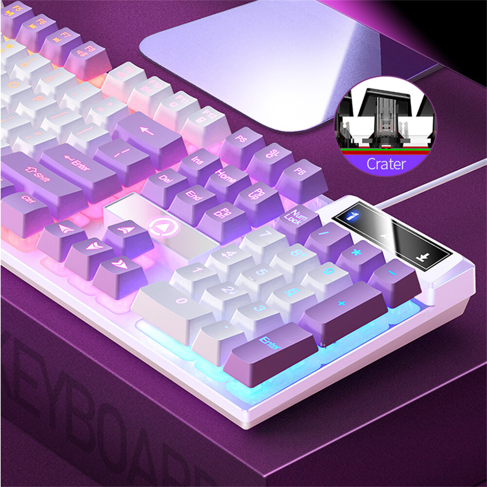 【🔥Hot Sale】K500 104 Keys Gaming Keyboard Wired Color-blocking Backlight Mechanical Feel Desktop Computer Keyboard For Desktop Laptop