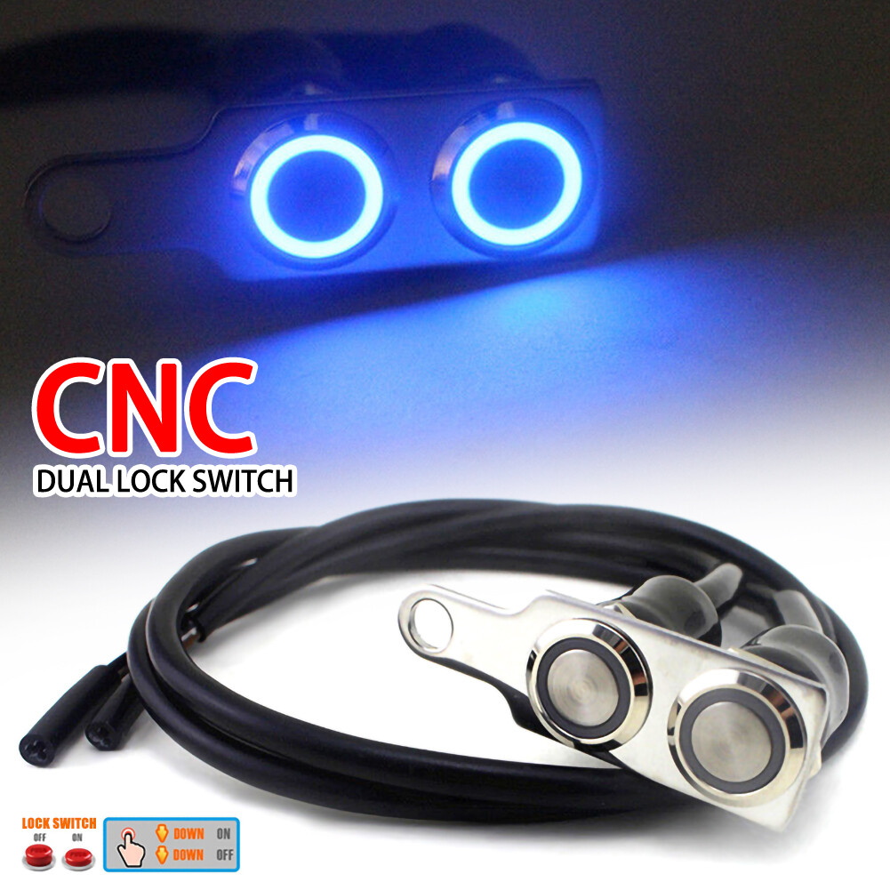 Jpk【hàng có sẵn】 nút bấm bật tắt đôi công tắc tay lái xe mô tô Hào Quang Đèn LED chống nước 12V