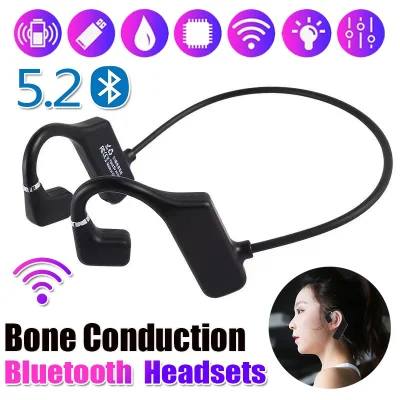 DOTEC Bluetooth 5.2 Wireless Earphones Painless Bone Conduction Headphones Long Standby HiFi Stereo Bluetooth Earbud with Mic Outdoor Sport Headset ,for Running, Sports, Fitness