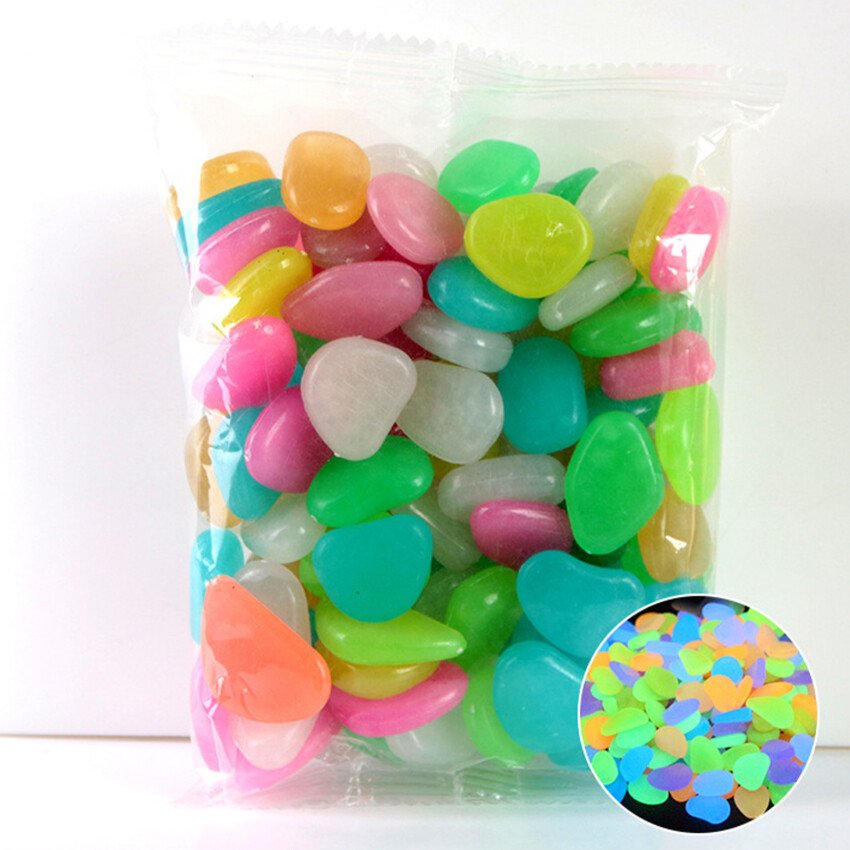 100 colored luminous stones villa gardening fish tank landscaping pebbles Artificial Luminous stones