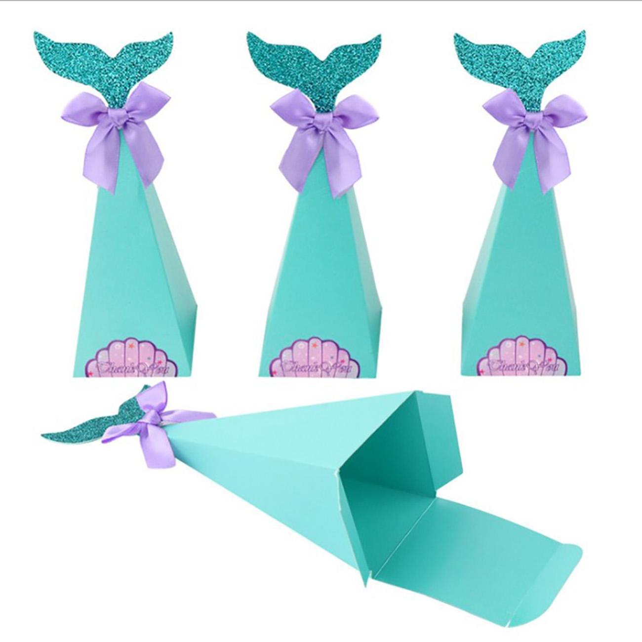 20pcs Little Mermaid Gift Boxes Paper Sweet Candy Box Kids Birthday ...
