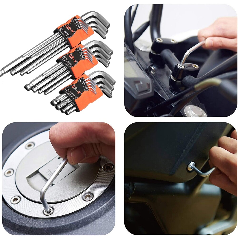 9Pcs/Set Double End L Shape Screwdriver Hex Allen Wrench Ball Head Spanner Tools