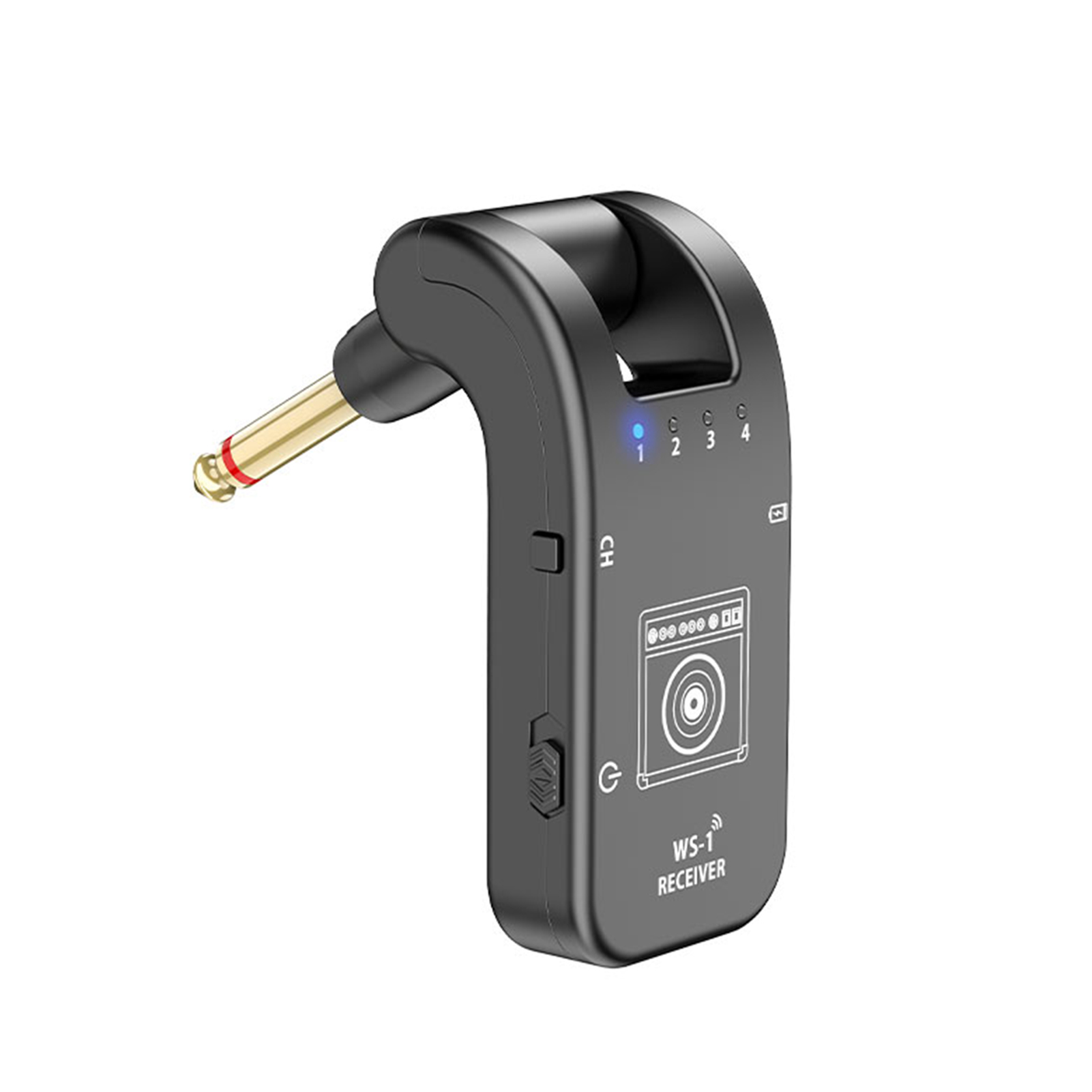 [ammoon]WS-1 2.4GHz Wireless Guitar System Rechargeable Audio Transmitter and Receiver 4 Channels 30m Transmission 282º Rotatable Head 5H Endurance for Electric Guitar Bass Violin