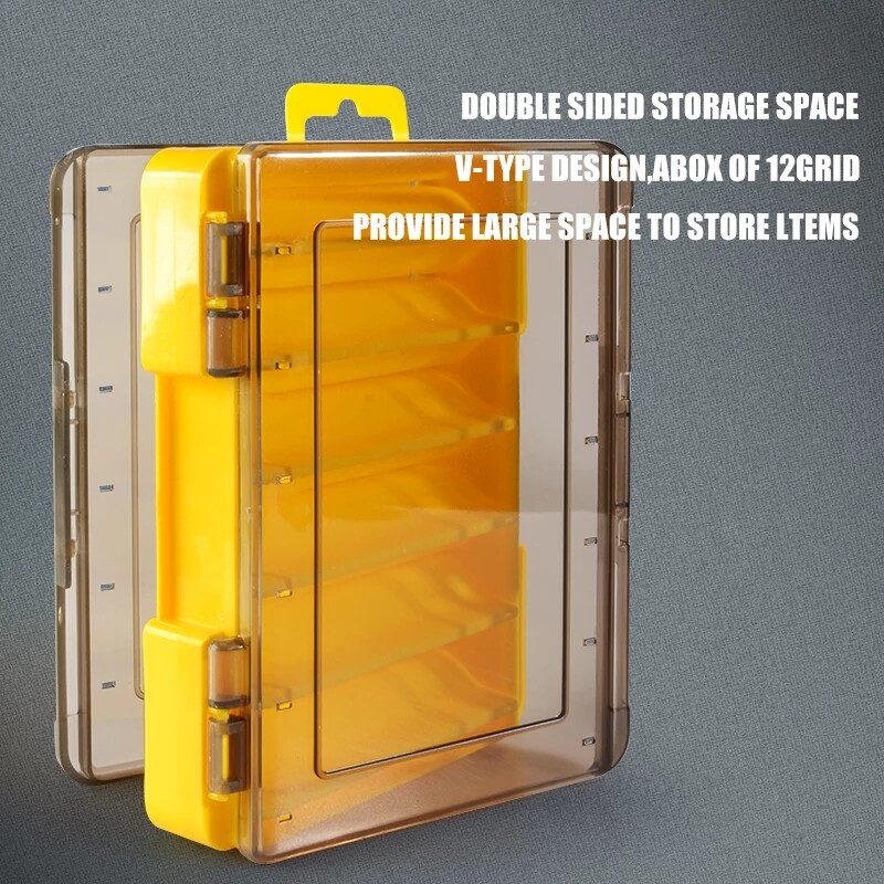 MEREDITH Convenient Sided Fishing Tackle Box 12 Compartments Bait Lure