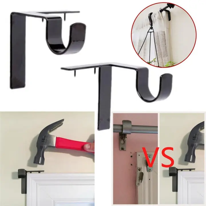 Single Hang Curtain Rod Holders Bracket Into Window Frame Lazada Singapore - How To Hang A Curtain Rod With Brackets