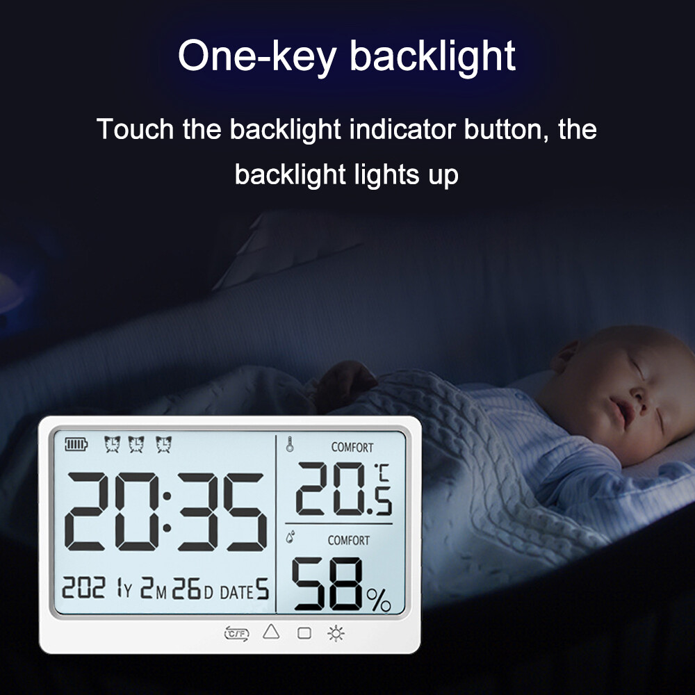 Đồng hồ báo thức Smart Sensor đo nhiệt độ ẩm màn hình LCD-INTL