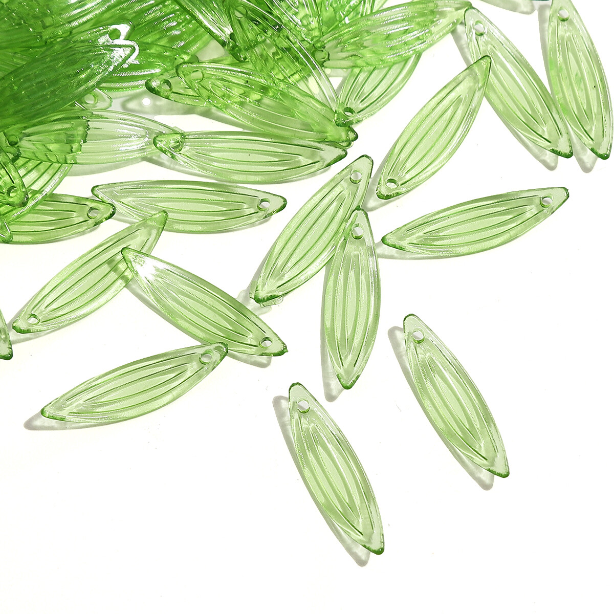 Green Transparent Leaf Shape Acrylic Beads Pendant Loose Bead For DIY Jewelry Making Necklace Bracelet Charm Accessories