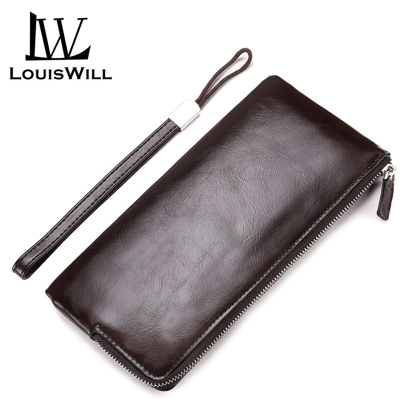 LouisWill Long Wallets Men Fashion WalletsPU Leather Wallets Men Bags Zipper Hand Bags Single Fold Card Holders Purses Bags Coin Pockets for Men