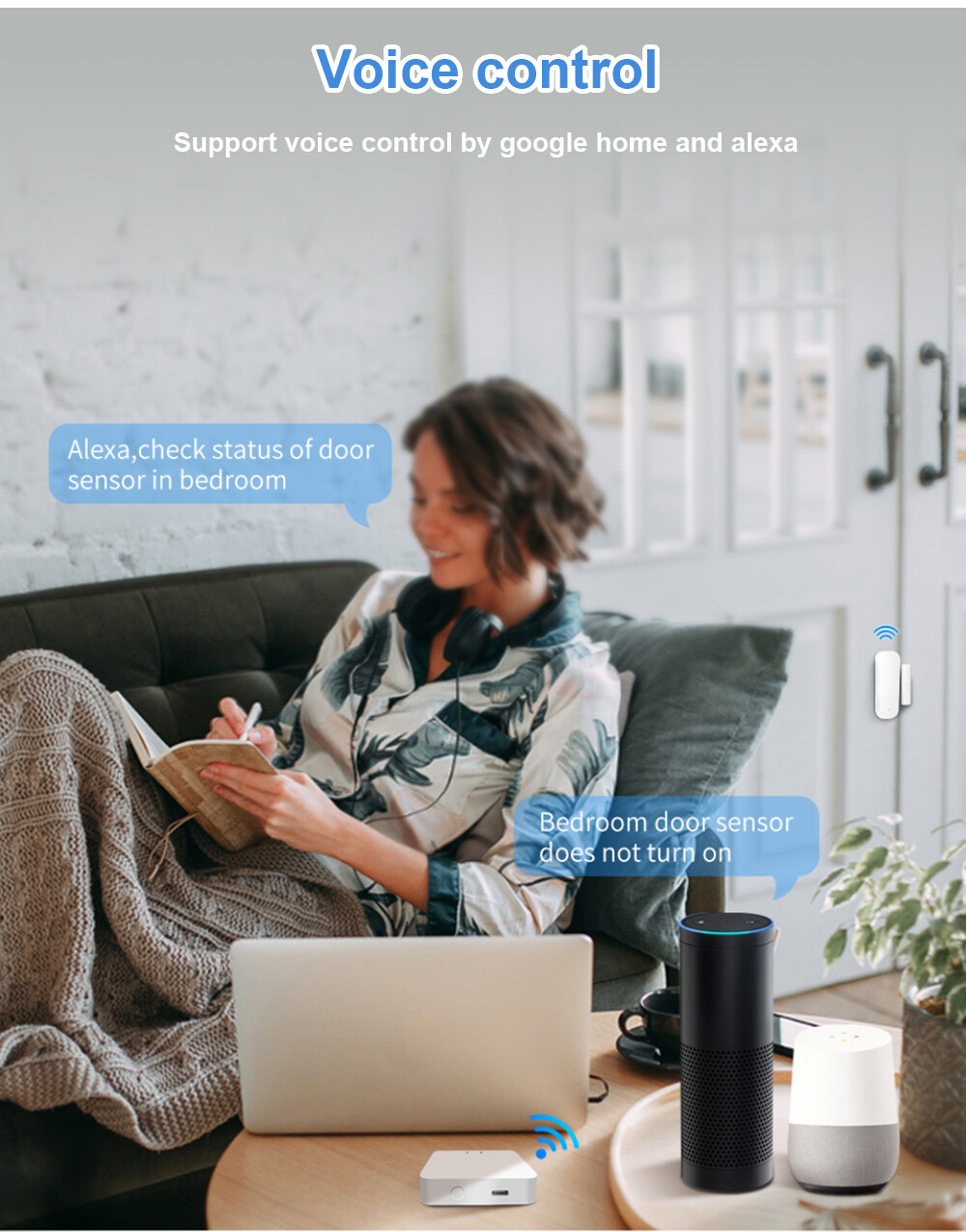 Jiuch Tuya WiFi / ZigBee Door Sensor Smart Home Security Window Detector Wireless Automatic Sliding Door Magnetic Contact Sensor Smart Home Wireless Door Detectors Open/Close APP Remote Alarm For Alexa Google Home