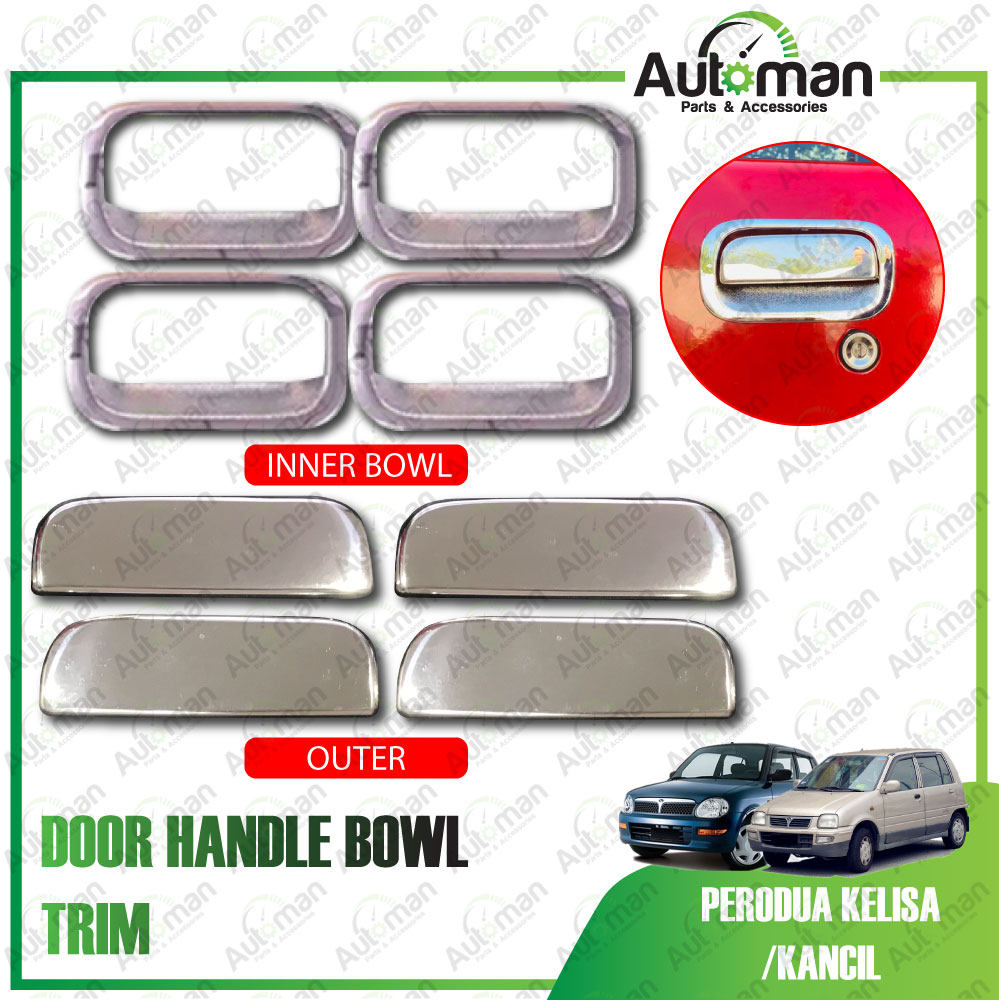 DOOR HANDLE BOWL TRIM COVER CHROME PROTECTOR GUARD PERODUA KELISA
