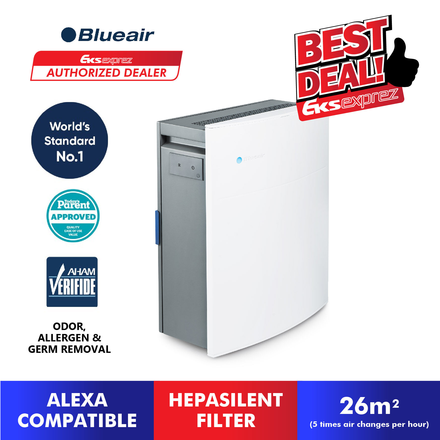 Blueair Classic 290i Air Purifier (26m² ) - Blueair 290i (HEPA