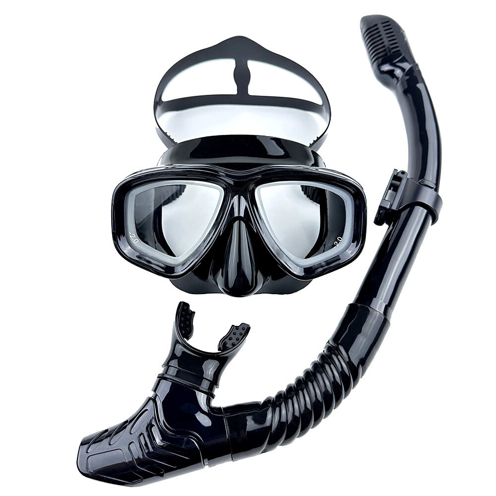 Optical Myopia Scuba Diving Mask Snorkel Set Tempered Glass,Dry Top