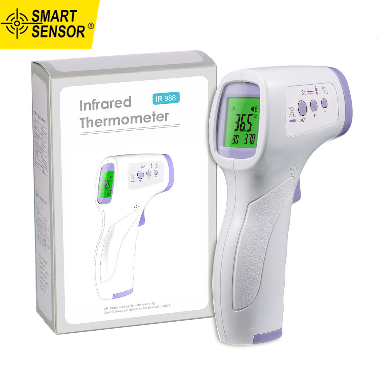 (Lowest Price)SMART SENSOR HF150 Non-contact IR Infrared Ther-mometer Forehead Ther-mometer Digital LCD Ther-mometer Body Temperature Gauge Handheld Temperature Meter Dual Mode Forehead Body Surface Measurement