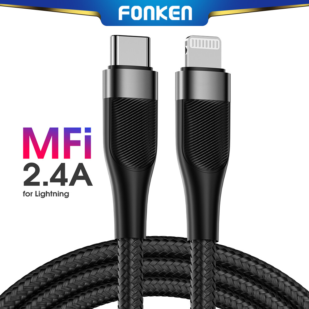Fonken pd 20w type-c to lightning data cable supports charging data transmission for iphone8/x/xr/xs/max charging cable