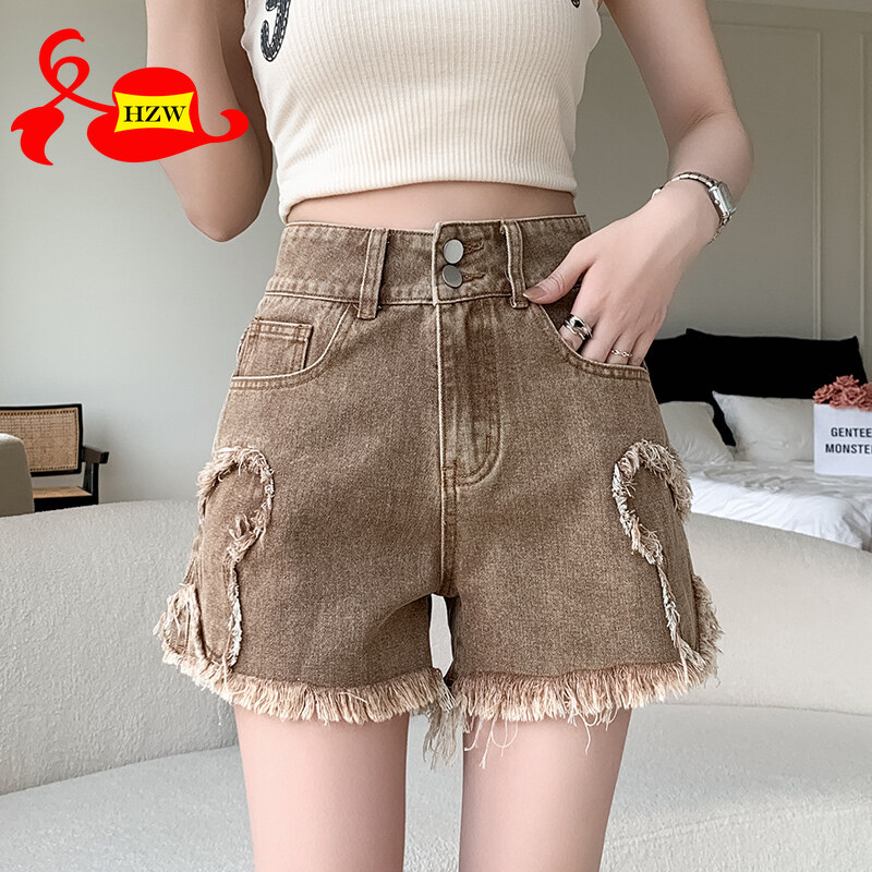 HZW Summer slim women's short pants high waist tight show vintage high waist denim pants