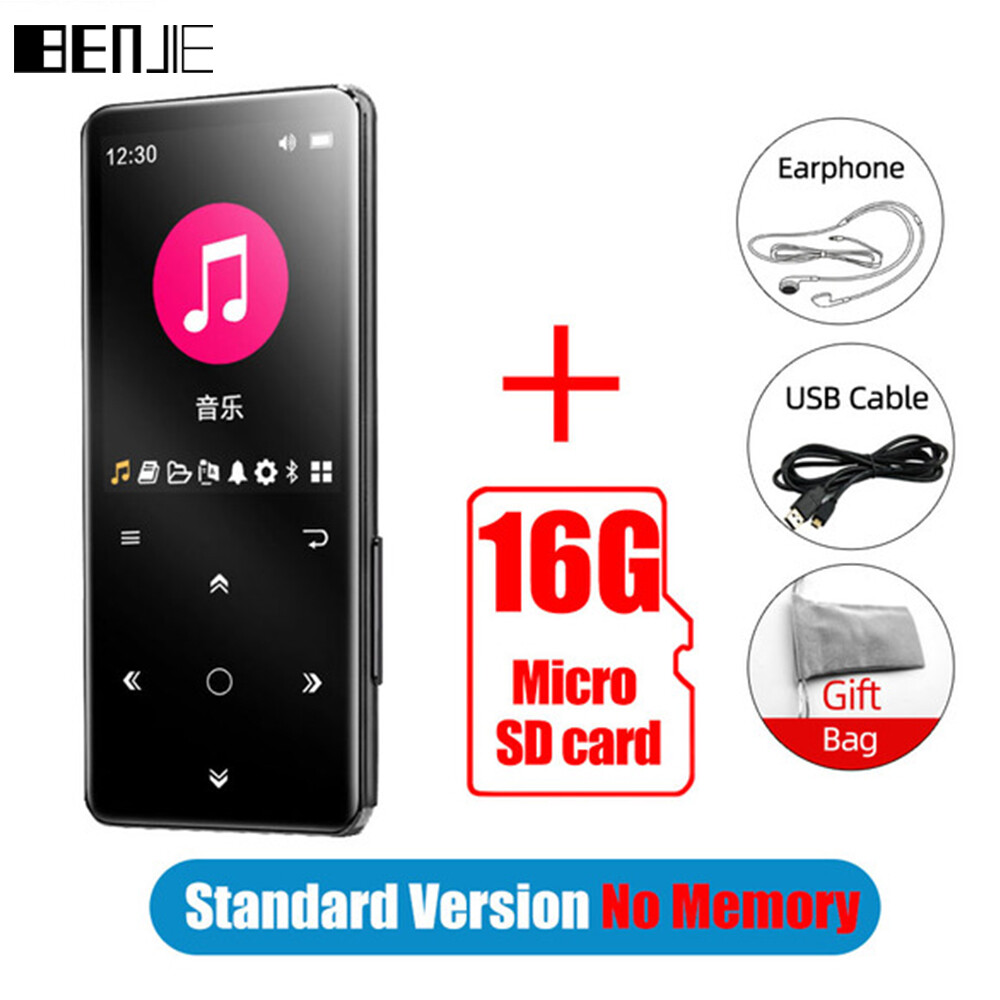 BENJIE M10 MP3 Player HiFi Lossless Music Player No Memory Smart Touch Screen Metal Video Player Bluetooth 5.0 Built In Speaker Portable Audio Walkman Support TF Card FM Recording E-Book Clock Pedometer