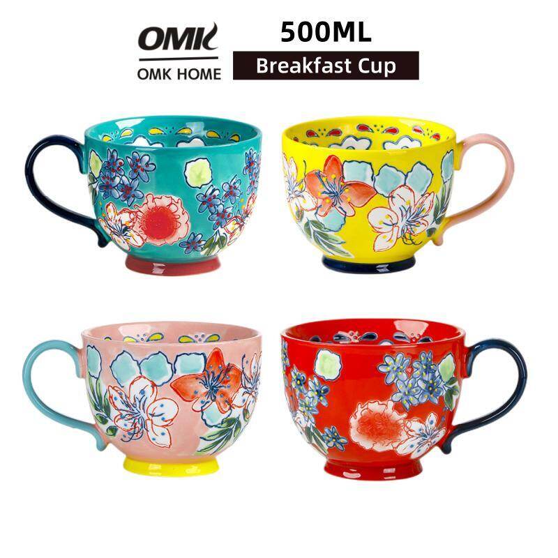Omk phong cách Mỹ sơn tay underglaze chén ăn sáng gốm 500ml cốc cà phê cốc