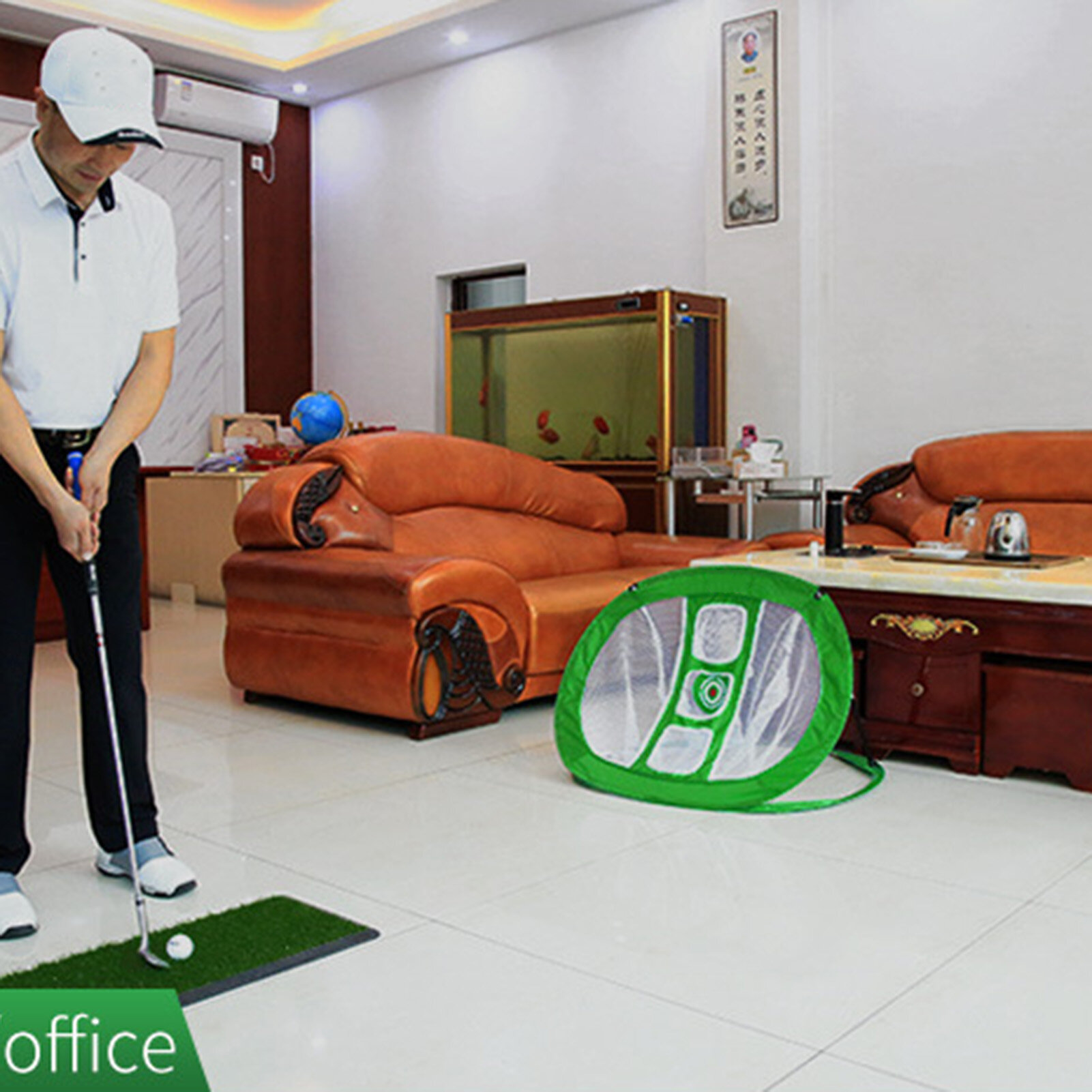 Honrane（Ready Stock） Foldable Golf Practice Cutting Net Waterproof Pitching Cage Mat Training Aid