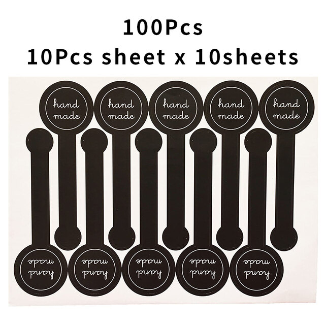100 Pcs/Pack Stickers Long Style Handmade Stickers Food box label ...